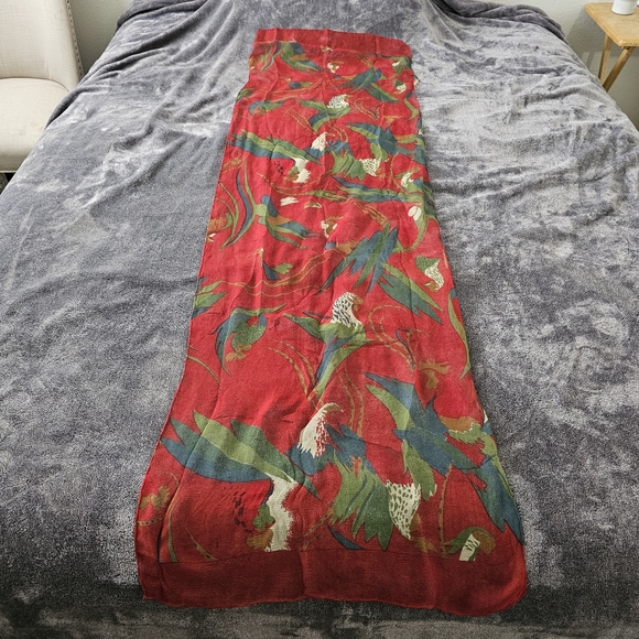 Chiffon Scarf Vintage Red Rooster Print Very Light And Airy Womens Retro - Picture 8 of 11